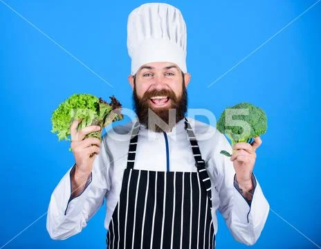 Vitamin. man use kitchenware. Healthy food and vegetarian. Dieting organic food Stock Photos