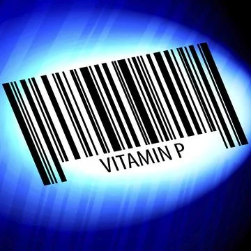 Vitamin P, barcode with blue Background Stock Illustration