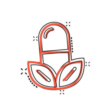 Vitamin pill note icon in comic style. Capsule cartoon vector illustration on Stock Illustration