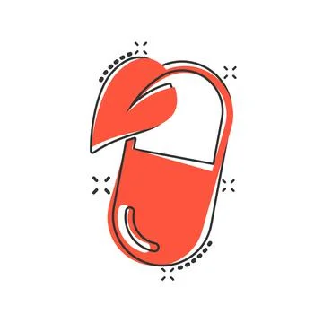 Vitamin pill note icon in comic style. Capsule cartoon vector illustration on Stock Illustration