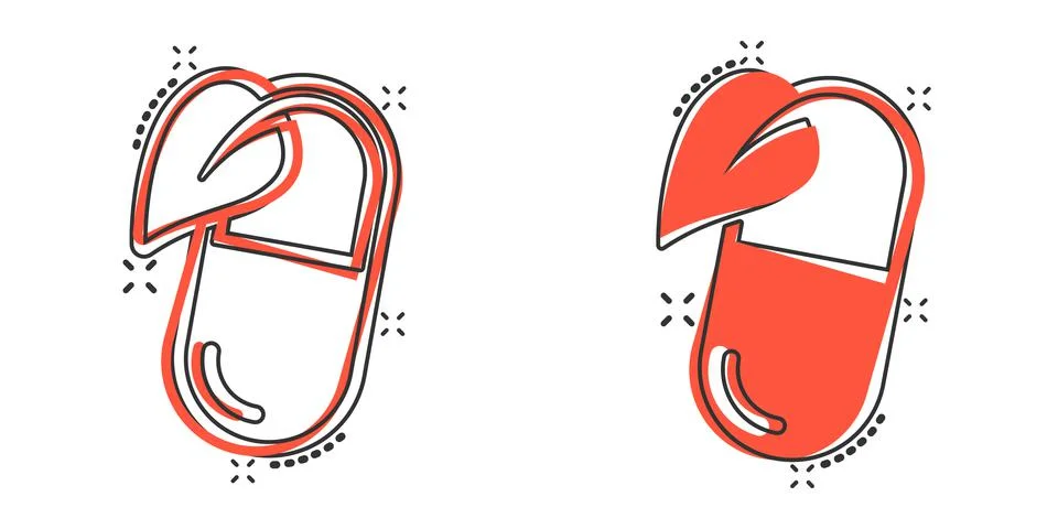 Vitamin pill note icon in comic style. Capsule cartoon vector illustration on Stock Illustration