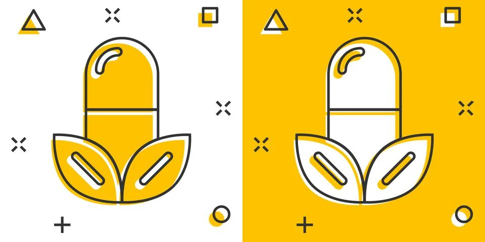 Vitamin pill note icon in comic style. Capsule cartoon vector illustration on Stock Illustration