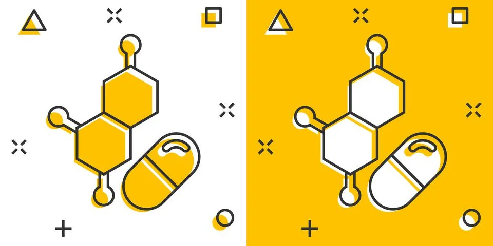 Vitamin pill note icon in comic style. Capsule cartoon vector illustration on Stock Illustration