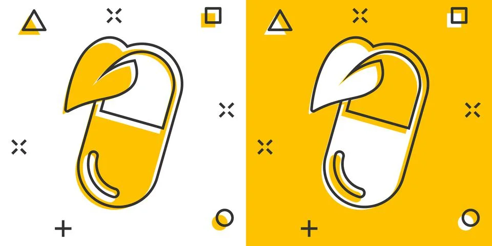 Vitamin pill note icon in comic style. Capsule cartoon vector illustration on イラスト素材