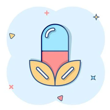 Vitamin pill note icon in comic style. Capsule cartoon vector illustration on Stock Illustration