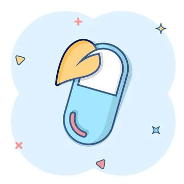 Vitamin pill note icon in comic style. Capsule cartoon vector illustration on Stock Illustration