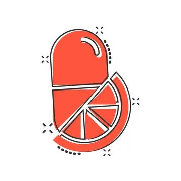 Vitamin pill note icon in comic style. Capsule cartoon vector illustration .. 스톡 일러스트