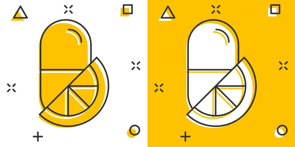 Vitamin pill note icon in comic style. Capsule cartoon vector illustration .. 스톡 일러스트