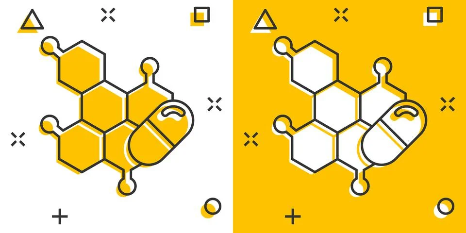 Vitamin pill note icon in comic style. Capsule cartoon vector illustration .. Stock Illustration