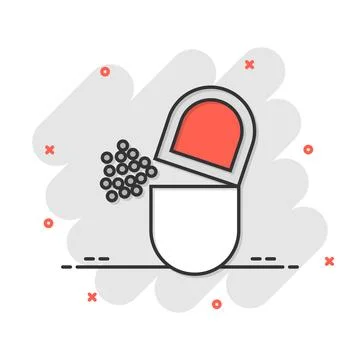 Vitamin pill note icon in comic style. Capsule cartoon vector illustration .. Illustrazione stock