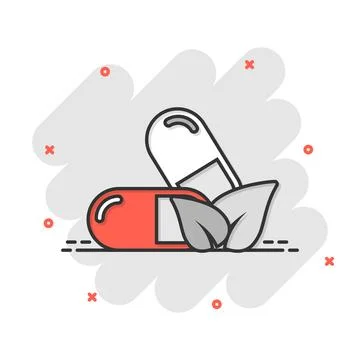 Vitamin pill note icon in comic style. Capsule cartoon vector illustration .. Stock Illustration