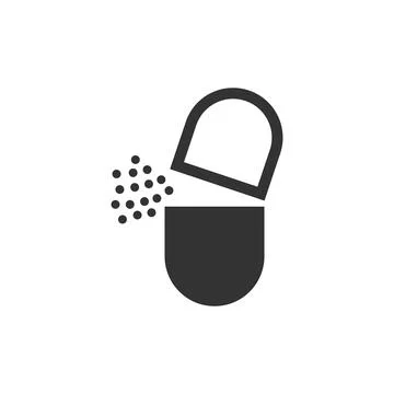 Vitamin pill note icon in flat style. Capsule vector illustration on white is Stock Illustration