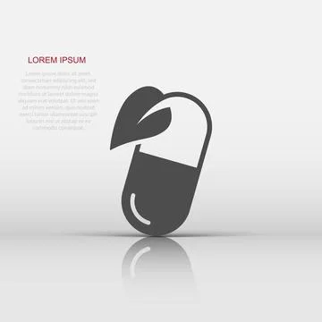 Vitamin pill note icon in flat style. Capsule vector illustration on white .. Illustrazione stock