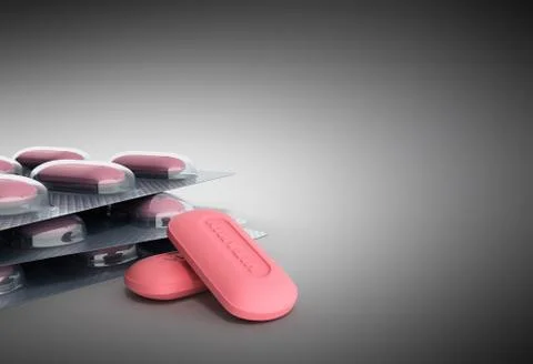Vitamin pills 3d render on grey background Stock Illustration