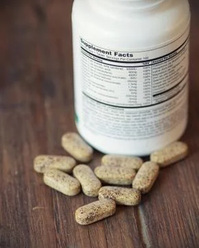 Vitamin pills close up Stock Photos