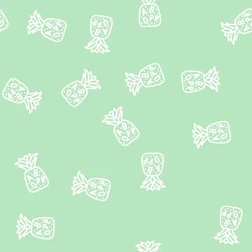 Vitamin pineapple line vector seamless pattern Stock Illustration