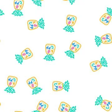 Vitamin pineapple vector seamless pattern Stock Illustration