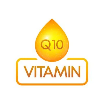 Vitamin Q10 drop banner izolated on white background. Vector illustration. Stock Illustration