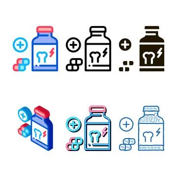 Vitamin range for strengthening bones icon vector outline Stock Illustration