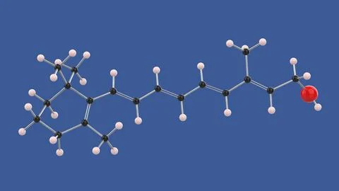 Vitamin A Retinol 3D molecule structure illustration Illustrazione stock