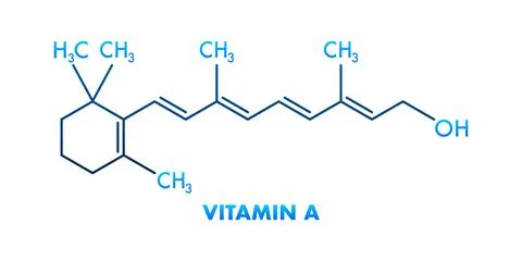 Vitamin A retinol molecule structure showing chemical formula Stock Illustration