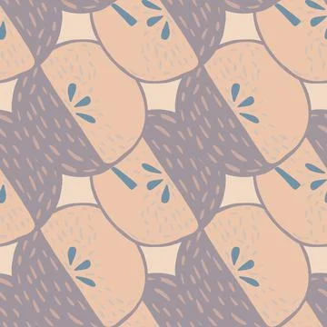 Vitamin seamless abstract pattern with purple and pink light colored apple sh 库存插图