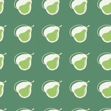 Vitamin seamless pattern with abstract pear elements. Turquoise background. N Illustrazione stock