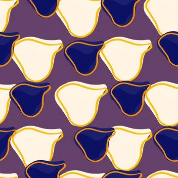 Vitamin seamless pattern with navy blue and white contoured fig pattern print Illustrazione stock