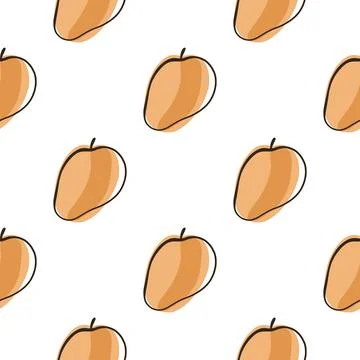 Vitamin seamless pattern with orange abstract peach elements print. Isolated  Stock Illustration