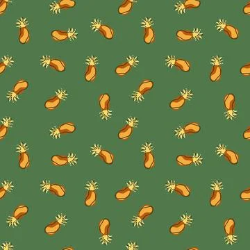 Vitamin seamless pattern with tropical pineapple silhouettes. Green pastel ba Stock Illustration