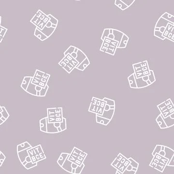Vitamin sunscreen cream line vector seamless pattern 스톡 일러스트