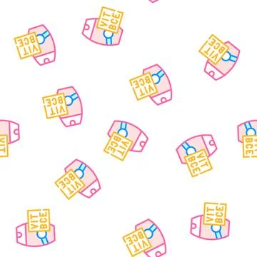 Vitamin sunscreen cream vector seamless pattern Stock Illustration
