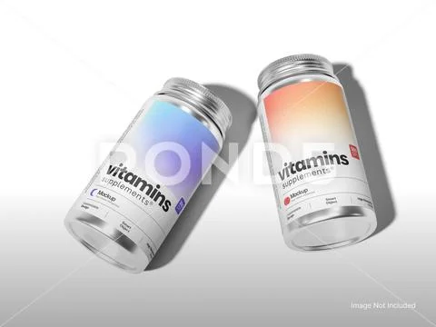 Vitamin Supplement Bottles Mockup PSD Template