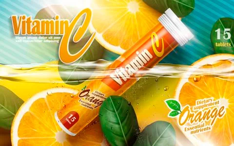Vitamin tablet ad Stock Illustration