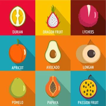 Vitamine icons set, flat style イラスト素材