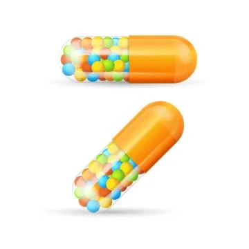 Vitamine Pills with Granules. Vector Stock-Illustration