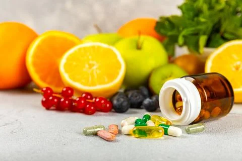 Vitamins and supplements. Stock Photos