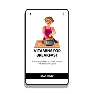 Vitamins For Breakfast Preparing Cooker Vector Stock Illustration