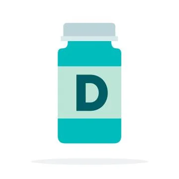 Vitamins D in a plastic bottle flat isolated Illustrazione stock