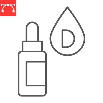 Vitamins drops D3 line icon Stock Illustration