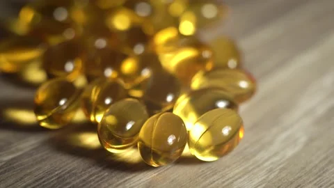 Vitamins. fish oil tablets. close-up. macro Stock Footage 205510696