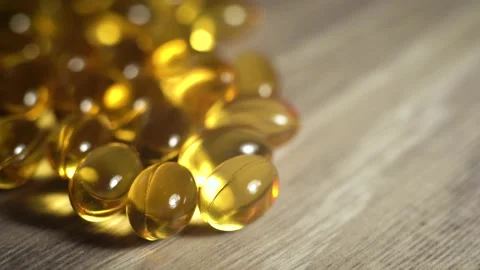 Vitamins. fish oil tablets. close-up. Stock Footage 206079634