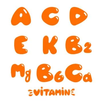 Vitamins hand drawn set Stock Illustration