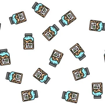 Vitamins homeopathy bottle vector seamless pattern Illustrazione stock