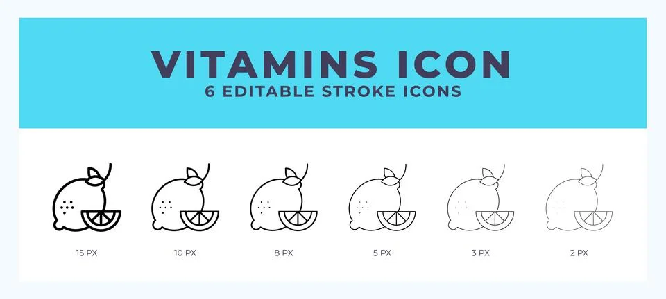 Vitamins icon illustration vector with editable stroke. Stock Illustration