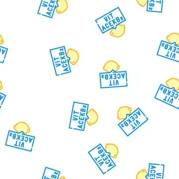 Vitamins lemon vector seamless pattern Stock Illustration