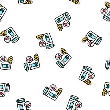 Vitamins for pet vector seamless pattern Illustrazione stock