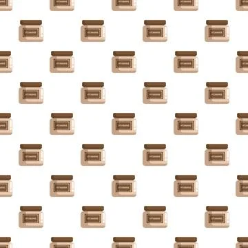 Vitamins supplement jars seamless pattern background Stock Illustration