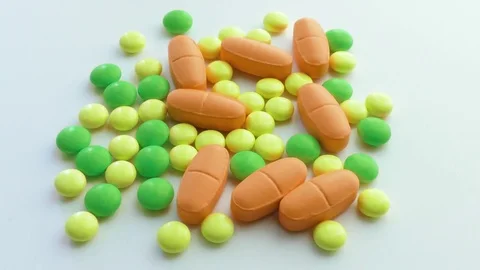 Vitamins, supplements, close-up Stock Footage 70593388