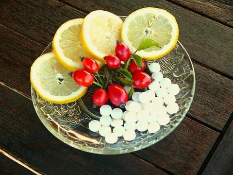 Vitamins on the table Foto stock